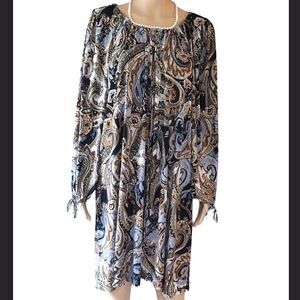 Connected Woman Apparel Woman’s Size 18W Paisley Print Scrunchy Midi Dress